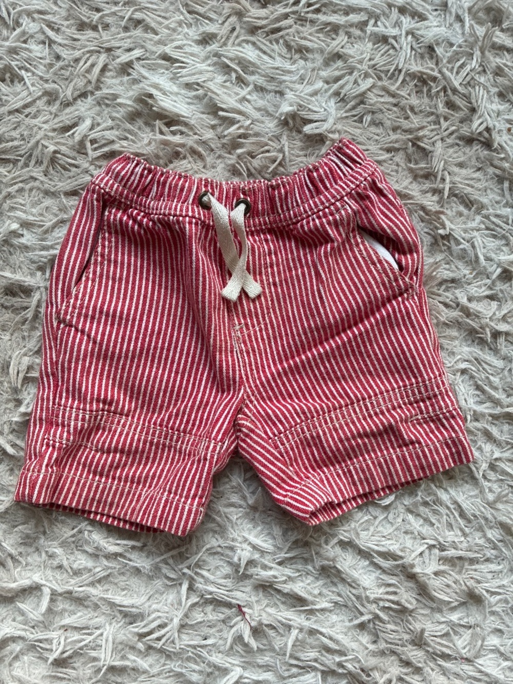 Baby Mini Boden Red Striped Shorts Size 3-6 Months